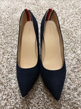 Tommy Hilfiger Navy Pointed Toe Suede Pumps
